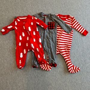 Lot of three Christmas holiday sleepers (Gap, 7 for All Mankind, Primary)